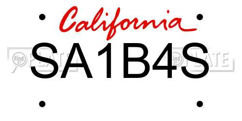 SA1B4S California License Plate