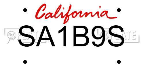 SA1B9S California License Plate
