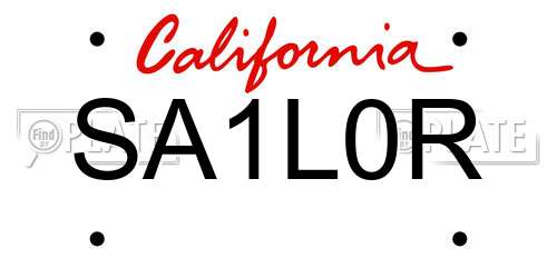 SA1L0R California License Plate