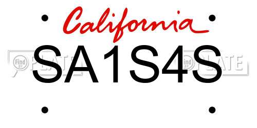 SA1S4S California License Plate