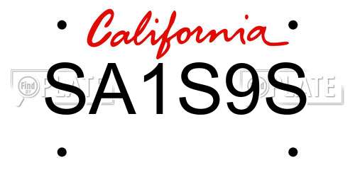 SA1S9S California License Plate