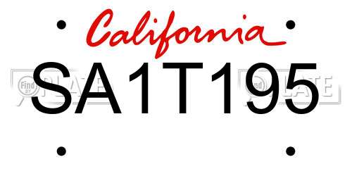 SA1T195 California License Plate