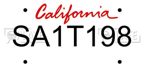 SA1T198 California License Plate