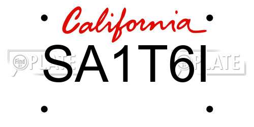 SA1T6I California License Plate