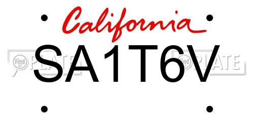 SA1T6V California License Plate