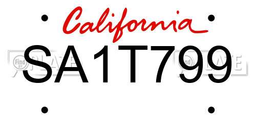 SA1T799 California License Plate