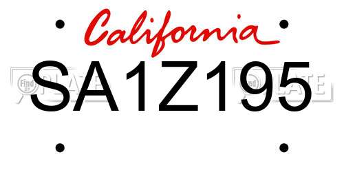 SA1Z195 California License Plate