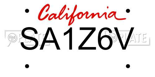 SA1Z6V California License Plate