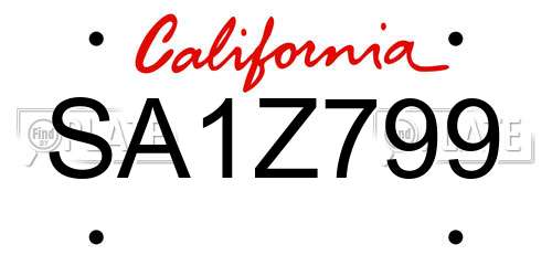 SA1Z799 California License Plate