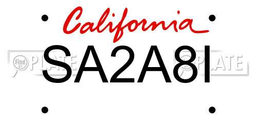 SA2A8I California License Plate