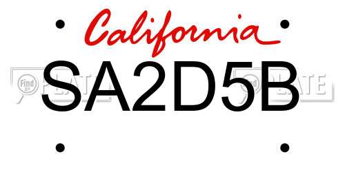 SA2D5B California License Plate