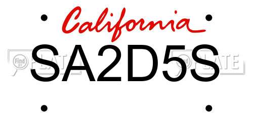 SA2D5S California License Plate