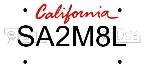SA2M8L California License Plate