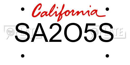SA2O5S California License Plate