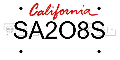SA2O8S California License Plate