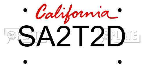 SA2T2D California License Plate