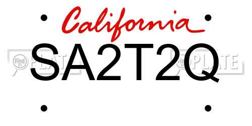 SA2T2Q California License Plate