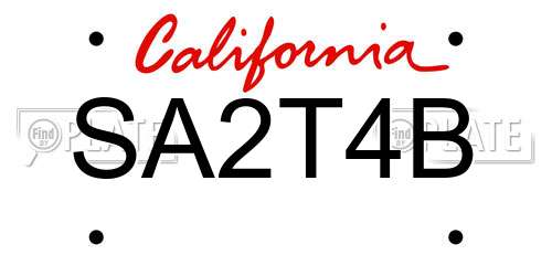 SA2T4B California License Plate