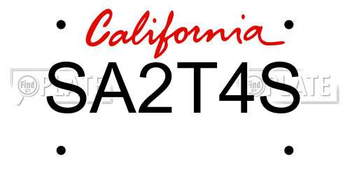 SA2T4S California License Plate