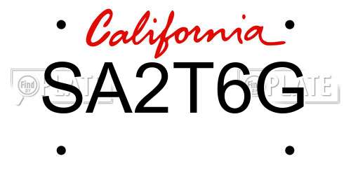 SA2T6G California License Plate