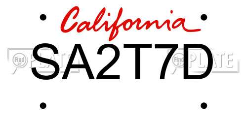 SA2T7D California License Plate