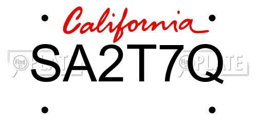 SA2T7Q California License Plate