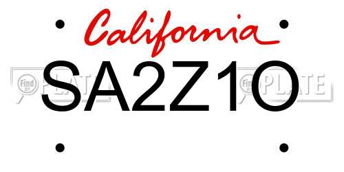 SA2Z1O California License Plate