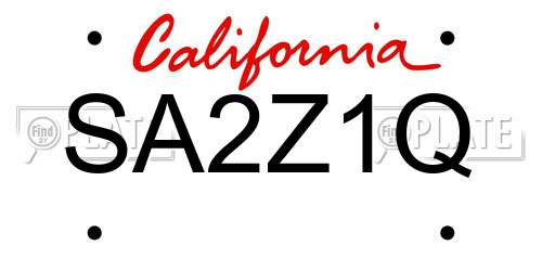 SA2Z1Q California License Plate