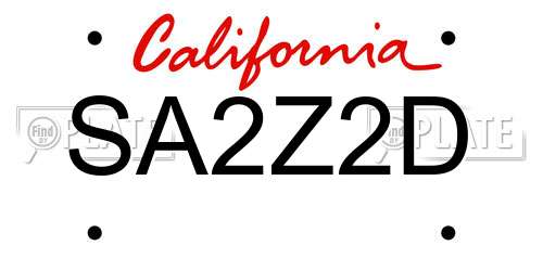 SA2Z2D California License Plate