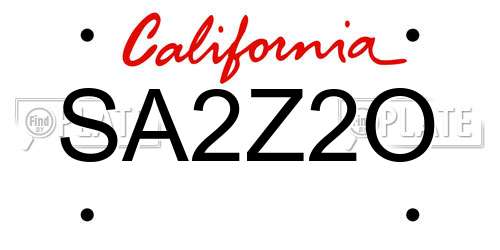 SA2Z2O California License Plate