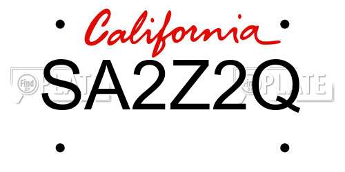 SA2Z2Q California License Plate