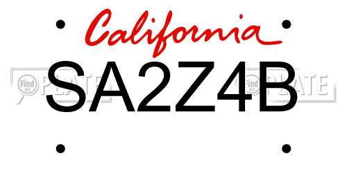 SA2Z4B California License Plate
