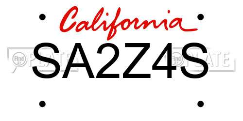SA2Z4S California License Plate