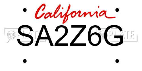 SA2Z6G California License Plate