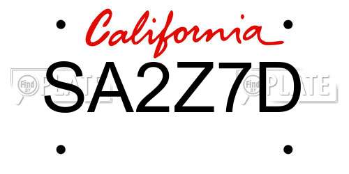 SA2Z7D California License Plate