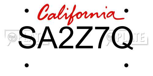SA2Z7Q California License Plate