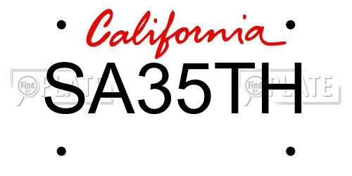 SA35TH California License Plate