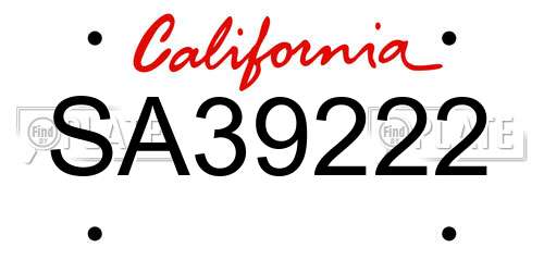 SA39222 California License Plate