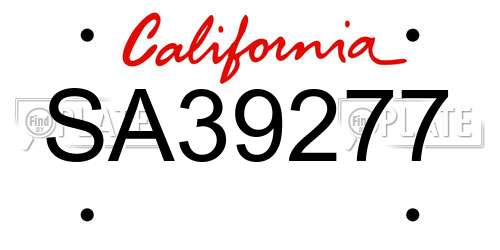 SA39277 California License Plate