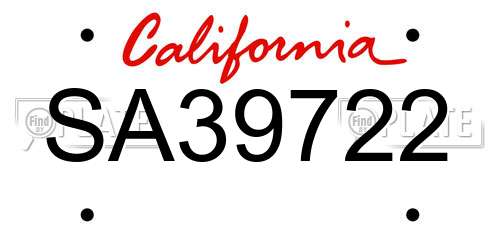 SA39722 California License Plate
