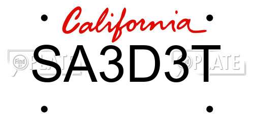SA3D3T California License Plate