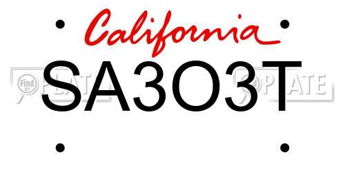 SA3O3T California License Plate