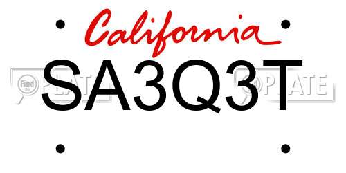 SA3Q3T California License Plate