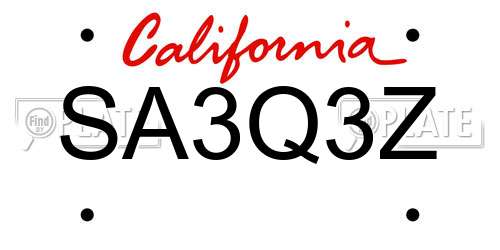 SA3Q3Z California License Plate