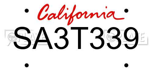 SA3T339 California License Plate