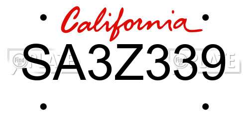 SA3Z339 California License Plate