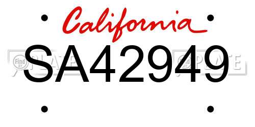 SA42949 California License Plate