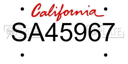 SA45967 California License Plate