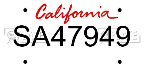 SA47949 California License Plate