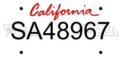 SA48967 California License Plate